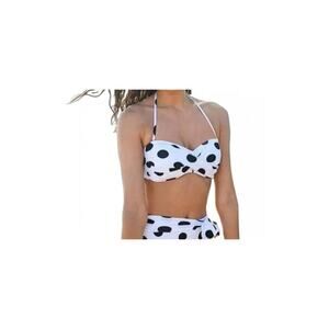 Bar III White Polka Dot Bikini Top M NWT